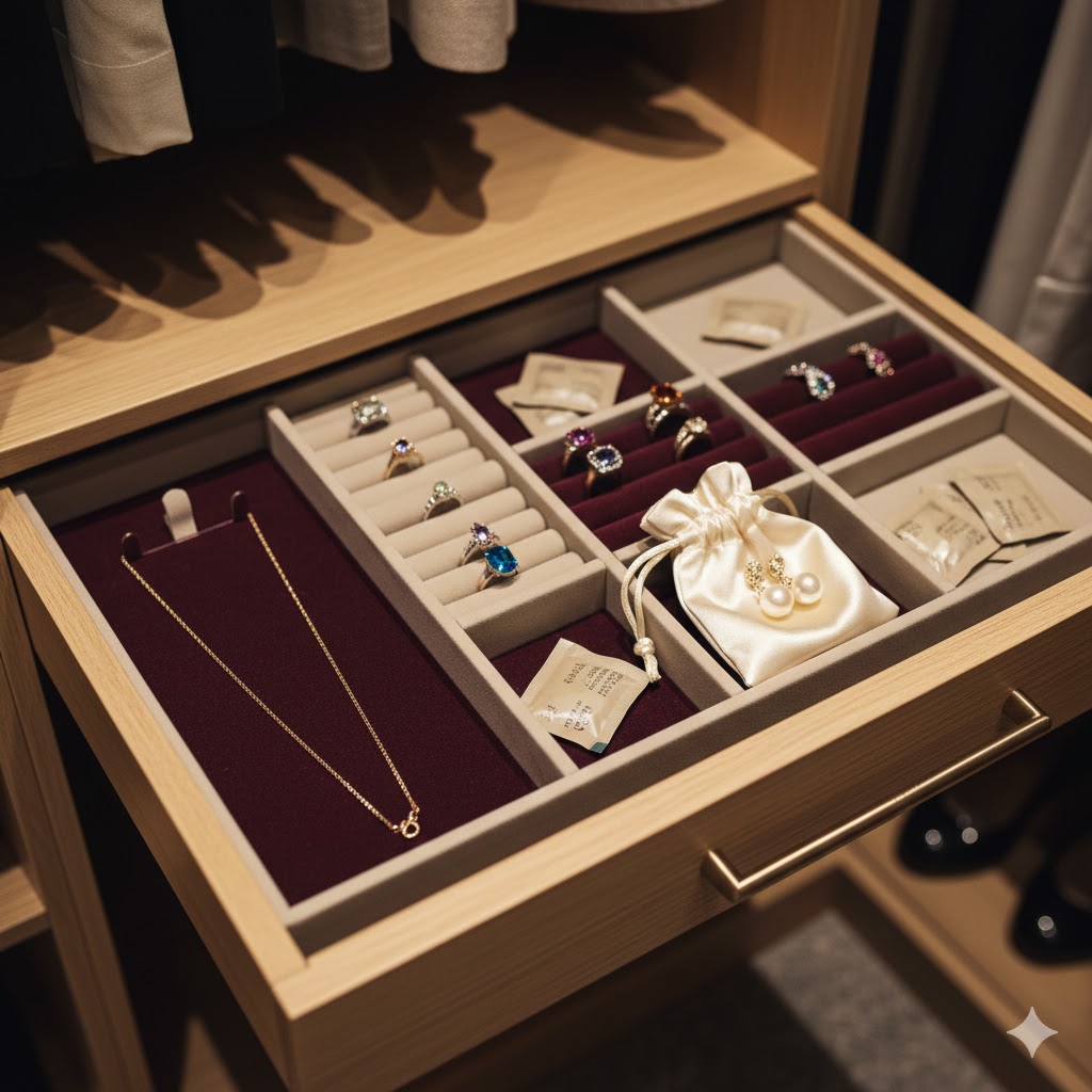 كيف تحمي مجوهراتك من التآكل والرطوبة؟ (دليل التخزين المثالي).