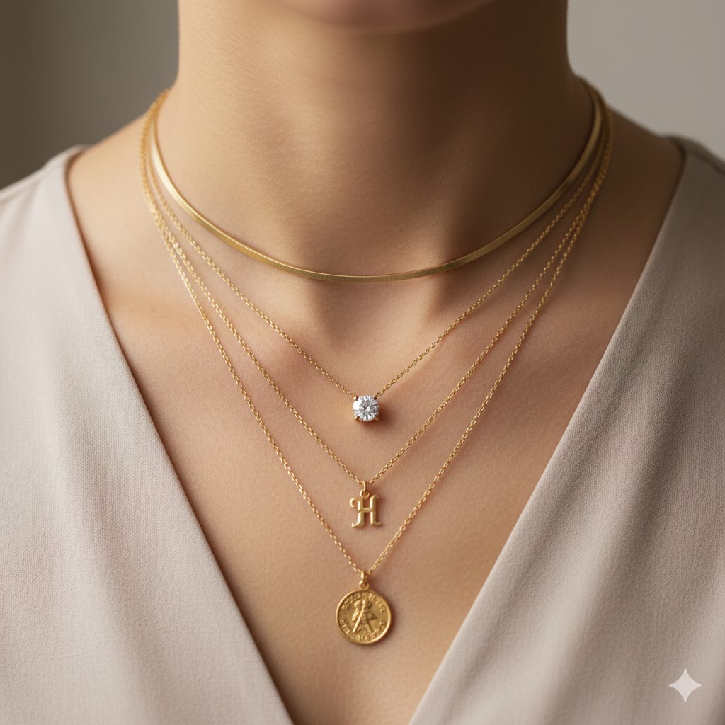 تقنية التراصف (Layering): دليلك لتنسيق القلائد والأساور بذكاء.