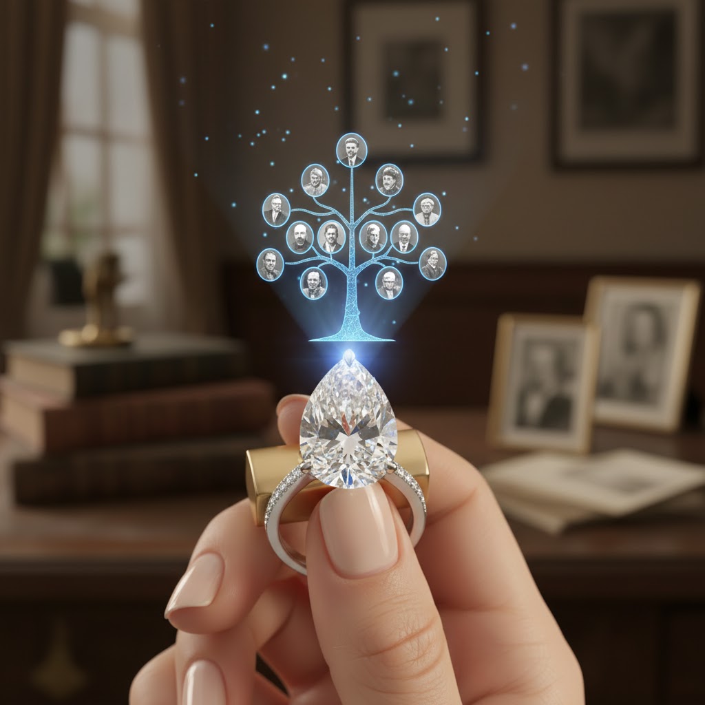 "إرث الضوء": تقنية تخزين شجرة عائلتكِ وصور أجدادكِ داخل فص ألماس واحد بتقنية النانو.